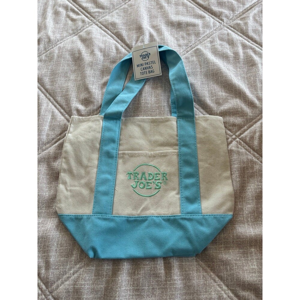 Trader Joe's: Light Blue Mini Canvas Tote Bag - NWT, Unused - Limited Edition